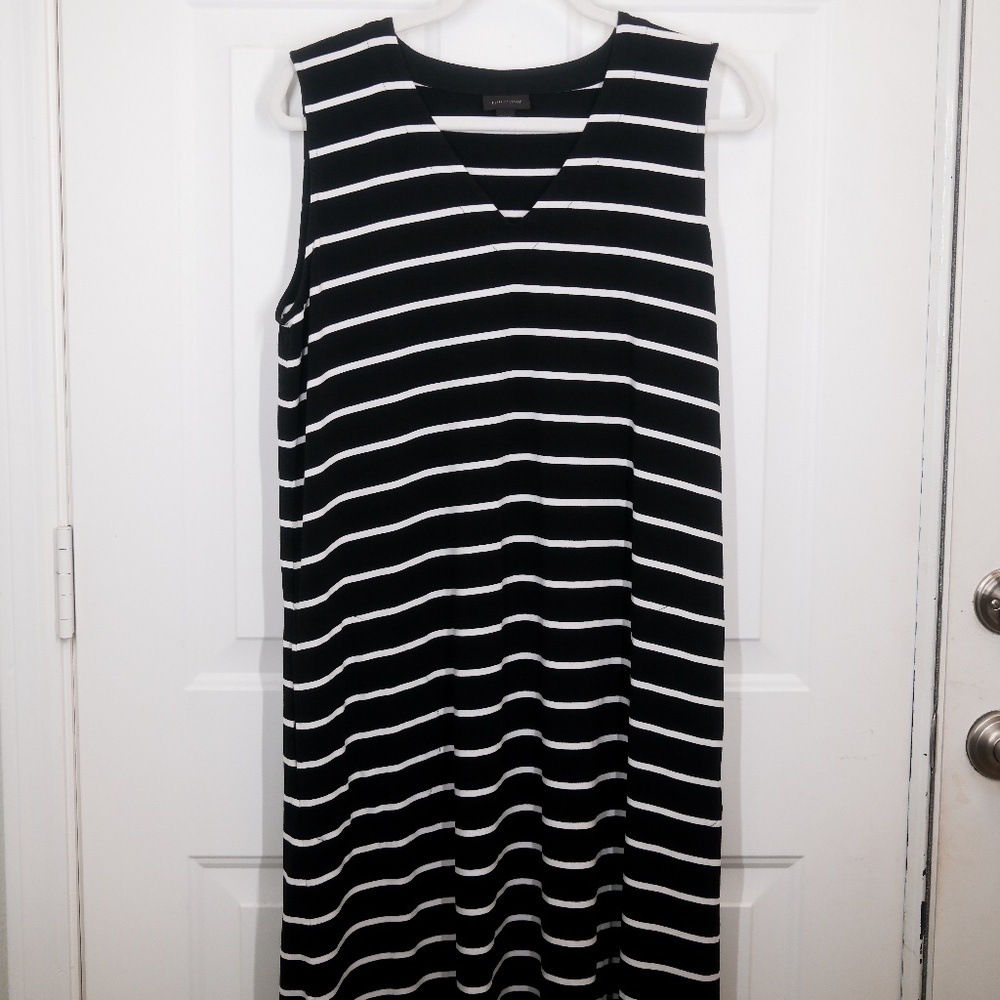 J Jill Wearever Collection Womens Size L- A Line Dress V Neck Sleeveless Striped